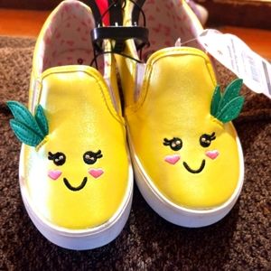 Kids size 9 yellow slip on shoes